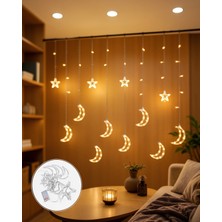 Mabelme Store Prizli Yıldız Ay Perde LED Işık