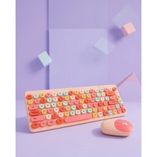 Mabelme Store Retro Tuşlu Bluetooth Klavye 3 Cihaz Bağlantılı