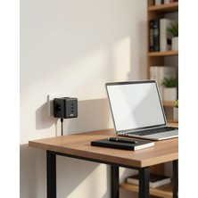 Mabelme Store Akım Korumalı Küp Priz 3 Priz 3 Usb-A