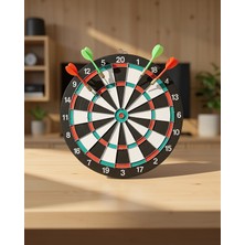 Mabelme Store 15 Inç Dart Tahtası 4 Metal Uçlu Ok Uçlu Ahşap Gövde
