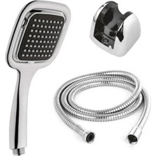 Mabelme Store Siyah Duş Başlığı Seti Spiral Hortumlu El Duşu ve Duvar Askısı Banyo Seti