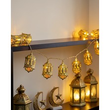 Mabelme Store Pilli Ramazan Işıkları Altın Fener Figürlü