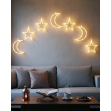 Mabelme Store Büyük Boy Işıklı Ay Yıldız LED