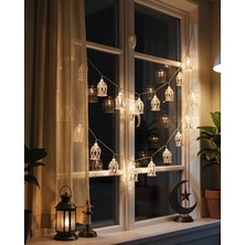 Mabelme Store Ramazan LED Işık Zinciri Cami Figürlü Pilli Sıcak Sarı