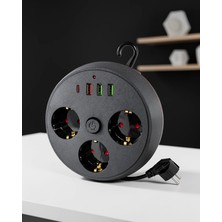 Mabelme Store Akım Korumalı Çoklu Priz 3 Priz 3 USB Type-C 2 Metre Model