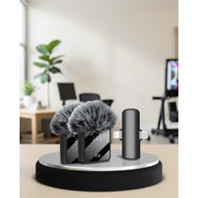 Mabelme Store 2'li Kablosuz Yaka Mikrofon Type-C ve Lightning Uyumlu