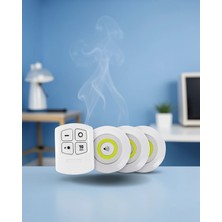 Mabelme Store 3'lü Spot LED Işık Seti Montajsız Pille Çalışan Uzaktan Kumandalı