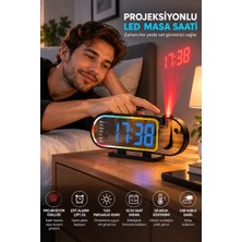 Mabelme Store Modern LED Masa Saati Dijital Ekranlı Alarm Parlaklık Ayarlı 12 24 Saat Sıcaklık Göstergeli