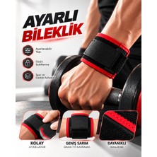 Mabelme Store Ayarlı Bileklik Güçlü Cırt Cırtlı Sabitleme Geniş Sarım Siyah Kırmızı