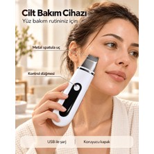 Mabelme Store Yüz Bakım Rutini Için Metal Uçlu USB Şarjlı Beyaz Cilt Bakım Cihazı