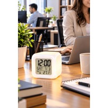 Mabelme Store Modern Tasarımlı Küp Saat LED Aydınlatmalı Dijital Alarm Saati