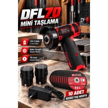 Mabelme Store DFL70 12V 2.0AH Çift Akülü Mini Taşlama Makinesi 76 mm Kesici Disk 10 Adet Taş Hediyeli