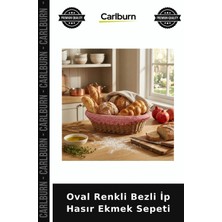 Carlburn Oval Renkli Bezli Ip Hasır Ekmek Sepeti Kahvaltılık Sunum Yemek Masası Kahvaltı Takımı