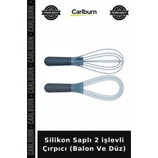 Carlburn Silikon Saplı 2 Işlevli Çırpıcı (Balon ve Düz) Mutfak Yardımcısı Ev Hediyesi Yemek Aleti