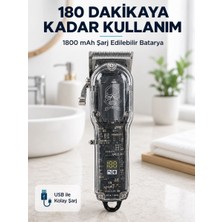 MiraLive Erkek Saç Tıraş Makinesi Ayarlanabilir Bıçaklı 4 Taraklı 180 Dakika Kullanımlı LCD Ekranlı