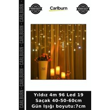Carlburn Yıldız 4m 96 LED 19 Saçak 40-50-60CM Gün Işığı Boyutu:7cm Kosesilik Orneklik Pencerelik