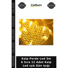 Carlburn Kalp Perde LED 3m 6 Sıra 12 Adet Kalp LED Işık Gün Işığı Romantik Lamba Duvar Süslemesi Parti Süsü
