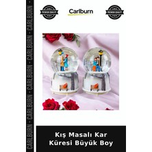Carlburn Kış Masalı Kar Küresi Büyük Boy Işıklı Süs Salon Aksesuarı Vitrin Süsü