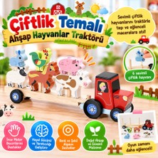 tp Çiftlik Temalı Ahşap Hayvanlar Traktörü