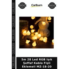Carlburn 5m 28 LED Rgb Işık Şeffaf Kablo Fişli Eklemeli Mz-18-20 Salon Dekoru Oda Işığı Renkli Lamba