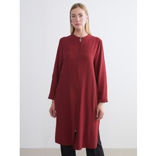 LC Waikiki Lcw Grace Bordo Bisiklet Yaka Elbise