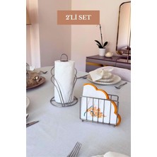 Edora Home 2’li Set Parlak Silver Kafes Peçetelik Kuğu Peçetelik Mutfak Seti
