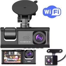 theKAM Wifi’li Araç Kamerası Full Hd 1080P 170° Geniş Açı Ön Arka Kayıt Geri Görüş Dvr