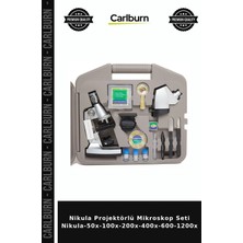 Carlburn Nikula Projektörlü Mikroskop Seti NIKULA-50X-100X-200X-400X-600-1200X Projeksiyonlu Set Okul Gereci