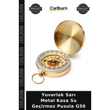 Carlburn Yuvarlak Sarı Metal Kasa Su Geçirmez Pusula G50 Kamp Malzemesi Seyahat Aksesuarı Açık Hava
