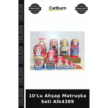 Carlburn 10'lu Ahşap Matruşka Seti Figür Hediyelik Masa Üstü