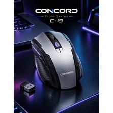 Concord C-19 6d Optik Kablosuz Mouse Siyah – Ergonomik Wireless Mouse Gümüş