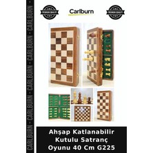 Carlburn Ahşap Katlanabilir Kutulu Satranç Oyunu 40 cm G225 Rakip Mücadelesi Eğitici Set Akıl Oyunları