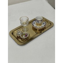 1 Adet Gold Renk Büyük Dikdörtgen Model Servis ve Sunum Tepsisi 17*33 cm