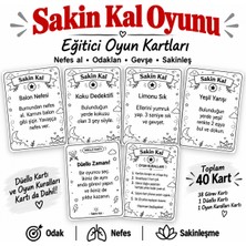 Yılmazcan Aile Danışmanlık Sakin Kal Oyunu 5+ Çocuklar Için Sakinleşme Dikkat ve Nefes Egzersizi Kartları