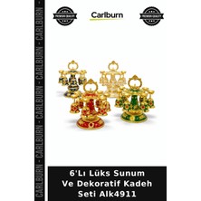 Carlburn 6'lı Lüks Sunum ve Dekoratif Kadeh Seti Şık Detay Vitrin Süsü Sofra Takımı
