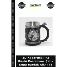 Carlburn 3D Kabartmalı At Büstü Paslanmaz Çelik Kupa Bardak Doğum Günü Hediyelik Eşya Arkadaşa Hediye