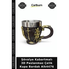 Carlburn Şövalye Kabartmalı 3D Paslanmaz Çelik Kupa Bardak Özel Sunum Içecek Kabı Erkek Hediyesi