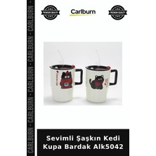 Carlburn Sevimli Şaşkın Kedi Kupa Bardak Kahve Kupası Sıcak Tutan Kap Arkadaşa Hediye