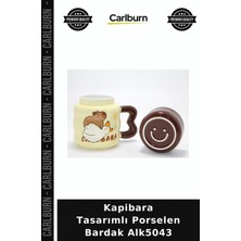 Carlburn Kapibara Tasarımlı Porselen Bardak Çay Bardağı Arkadaşa Hediye Hayvan Figürlü Kupa