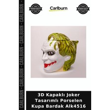 Carlburn 3D Kapaklı Joker Tasarımlı Porselen Kupa Bardak Fan Hediyesi Sıcak Içecek Arkadaşa Hediye
