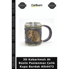 Carlburn 3D Kabartmalı At Büstü Paslanmaz Çelik Kupa Bardak Erkek Hediyesi Doğum Günü Sunum Bardağı