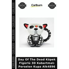 Carlburn Day Of The Dead Köpek Figürlü 3D Kabartmalı Porselen Kupa Çay Kupası Günlük Kullanım