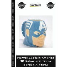 Carlburn Marvel Captain America 3D Kabartmalı Kupa Bardak Film Temalı Erkek Hediyesi Kahve Kupası