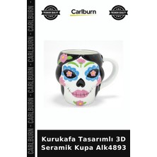 Carlburn Kurukafa Tasarımlı 3D Seramik Kupa Farklı Bardak Ofis Kupası Kuru Kafa