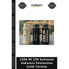 Carlburn 1200 ml Çift Katmanlı Vakumlu Paslanmaz Çelik Termos Doğum Günü Hediyesi Ofis Gereci Pratik Sunum