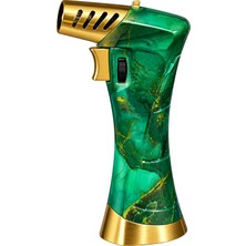 Eurojet Tek Torch Pürmüz & Soft Flame Yeşil Gold Masa Tipi Puro Çakmağı TRM1026