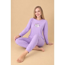 Wordex Fawn 6002 Interlok Sevimli Köpek Desenli Kışlık Ev Kadın Pijama Takımı
