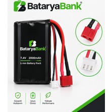 Bataryabank Wltoys Uyumlu 7.4V 2000MAH 18650 Li-Ion 15C T-Plug Soketli Şarjlı Oyuncak Pili