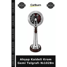 Carlburn Ahşap Kaideli Krom Gemi Telgrafı NI102BN Vitrin Süsü Retro Süs Dekoratif Aksesuar