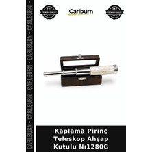 Carlburn Kaplama Pirinç Teleskop Ahşap Kutulu NI1280G Tarz Obje Dekoratif Aksesuar Vitrin Süsü